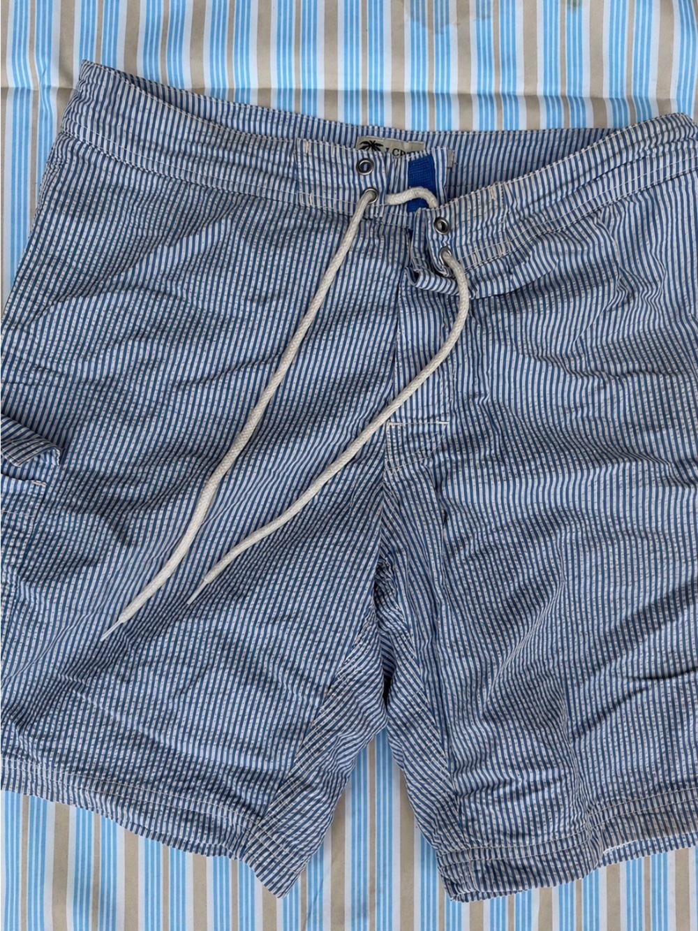 Jcrew Striped Blue Drawstring Swimsuit